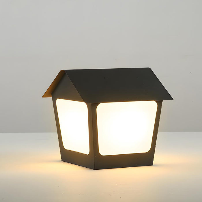 Black Waterproof Solar House Outdoor Post Light - Modern Minimalist Garden / Yard / Patio Lighting