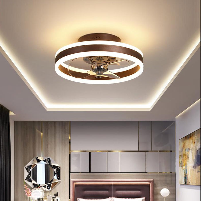 16'' Circular Dimmable LED Modern Ceiling Fan Light Chandelier with Fan