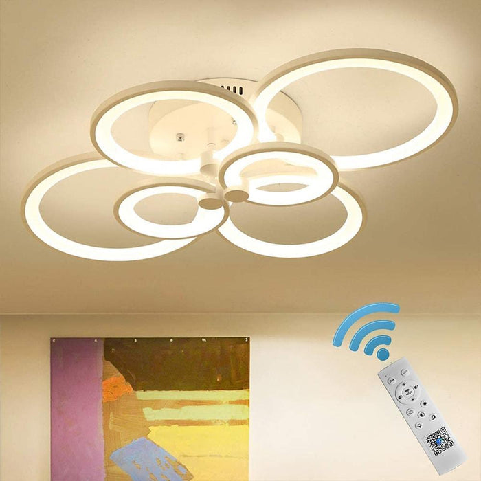 White/Black Acrylic Overlapping Rings LED Semi Flush Mount Ceiling Light