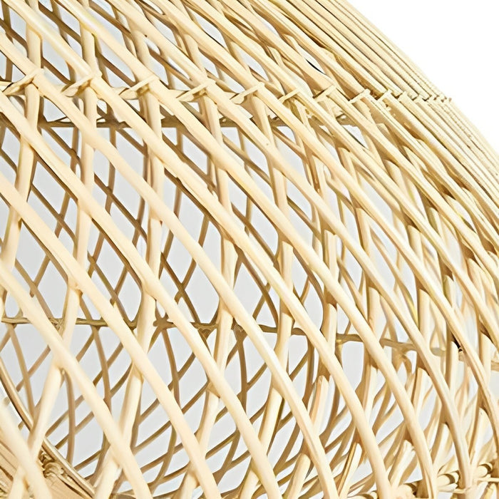 Bowl-shaped Rattan Pendant Light - Boho Woven Hanging Lamp, Natural Handmade Fixture
