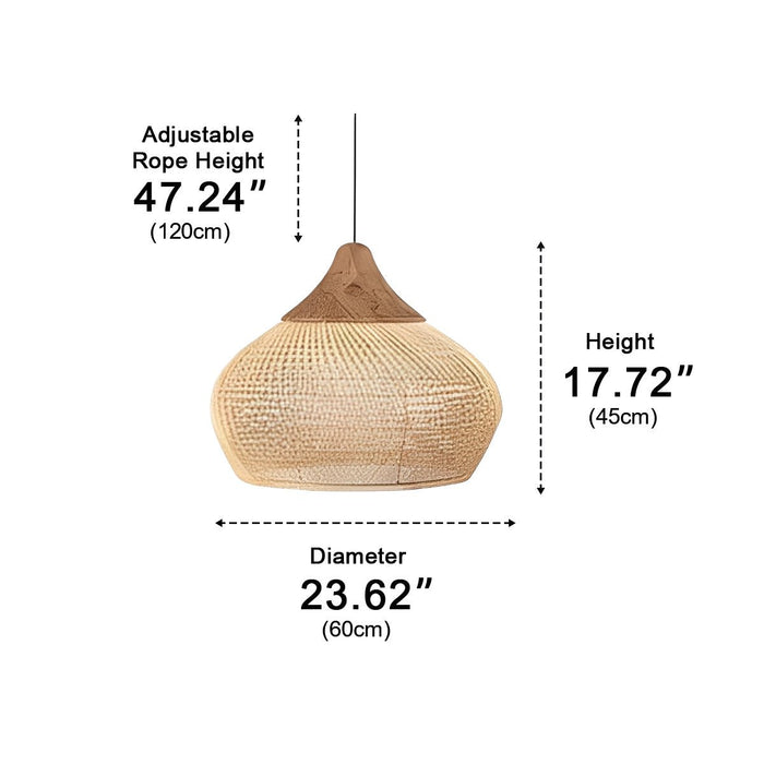 Bowl-shaped Rattan Pendant Light - Boho Woven Hanging Lamp, Natural Handmade Fixture