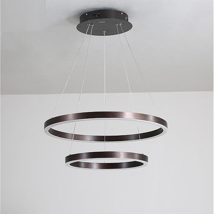 Modern Circle 2 Story Foyer Chandelier Aluminum Dining Room Ceiling Light