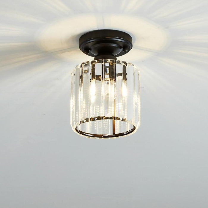 Modern Crystal Metal Industrial LED Flush Mount Ceiling Light for Hallway Entryway