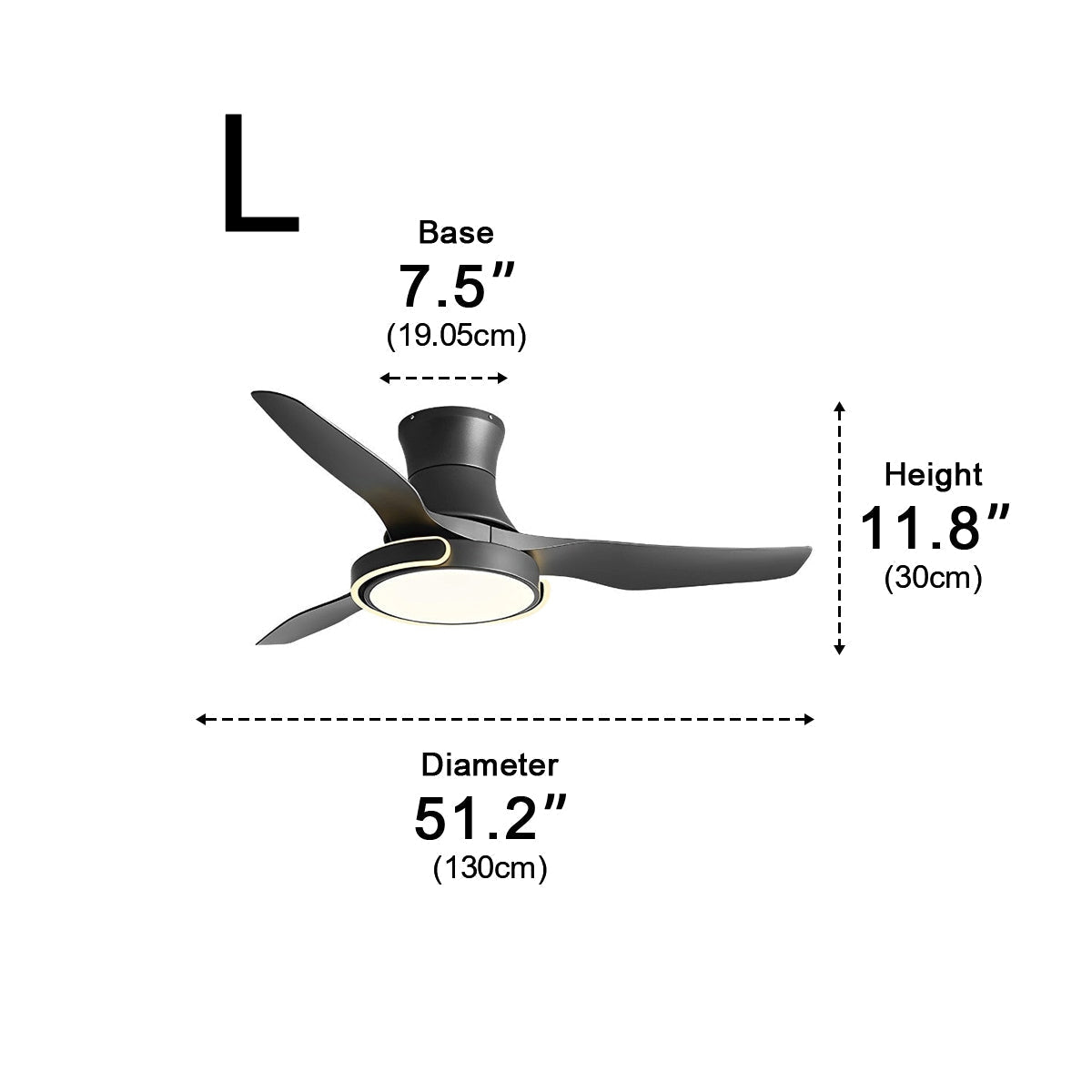 Ceiling Fan with Lights - Remote Control, Dimmable, Reversible / Low Profile Integrated Design