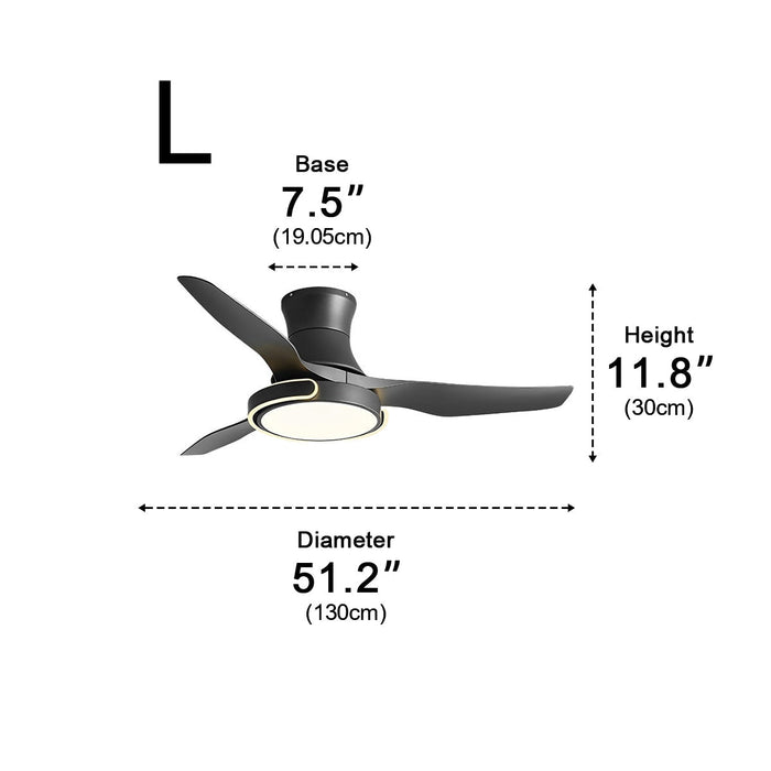 Ceiling Fan with Lights - Remote Control, Dimmable, Reversible / Low Profile Integrated Design