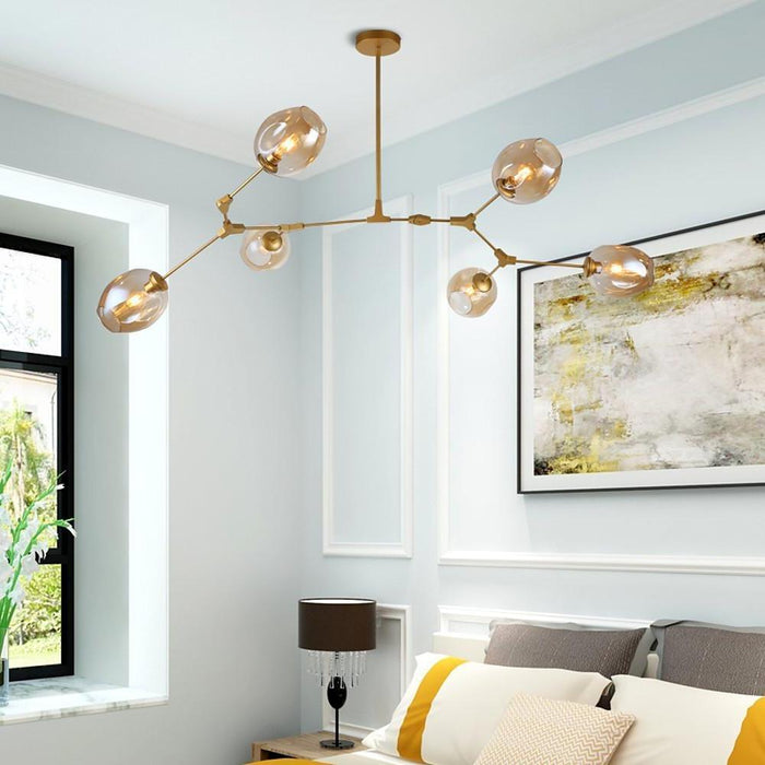 Nordic Branches Bubble Sputnik Chandelier - 5 to 11 Lights. Gold Finish