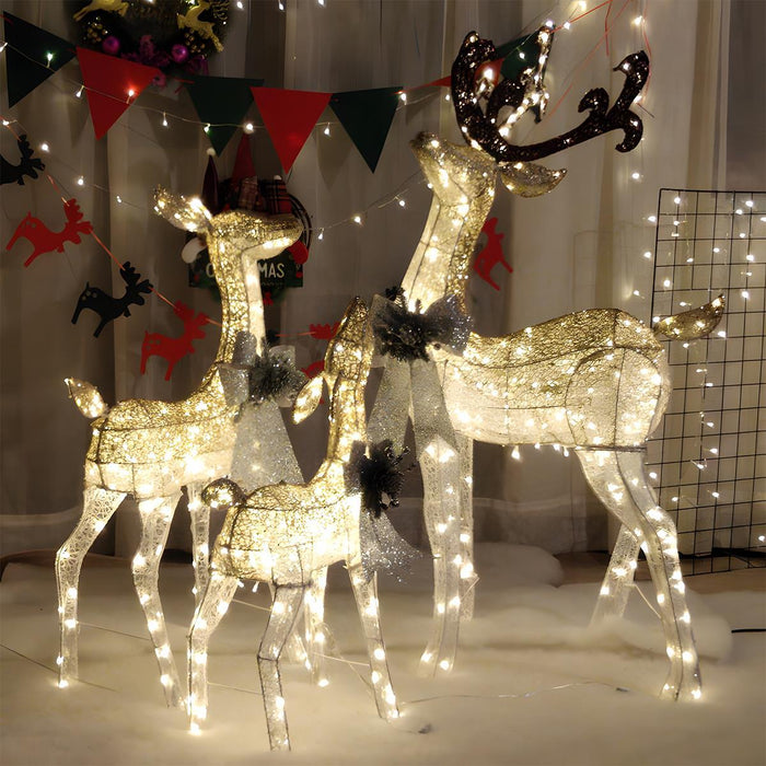 Christmas Elk, Plug-In Luminous Decor Light, Snow Sleigh Iron Ornament for Indoor/Outdoor Holiday Display