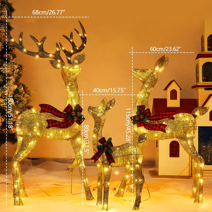 Christmas Elk, Plug-In Luminous Decor Light, Snow Sleigh Iron Ornament for Indoor/Outdoor Holiday Display