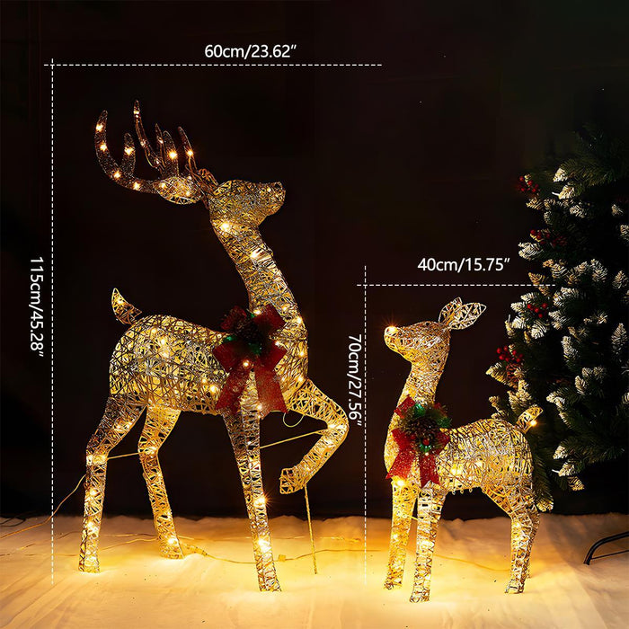 Christmas Elk, Plug-In Luminous Decor Light, Snow Sleigh Iron Ornament for Indoor/Outdoor Holiday Display