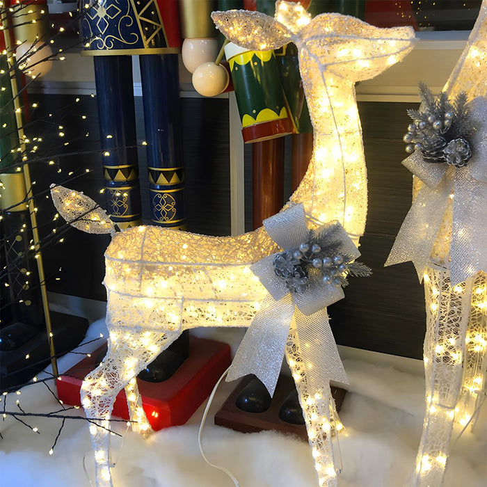 Christmas Elk, Plug-In Luminous Decor Light, Snow Sleigh Iron Ornament for Indoor/Outdoor Holiday Display