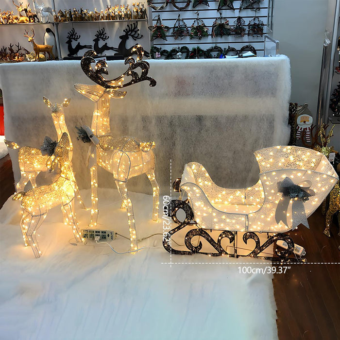 Christmas Elk, Plug-In Luminous Decor Light, Snow Sleigh Iron Ornament for Indoor/Outdoor Holiday Display