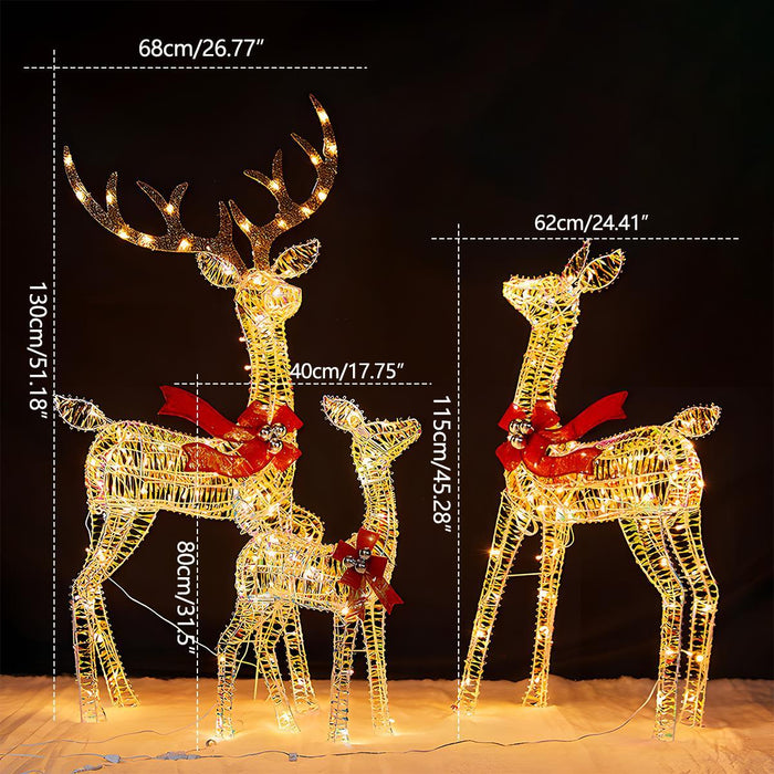 Christmas Elk, Plug-In Luminous Decor Light, Snow Sleigh Iron Ornament for Indoor/Outdoor Holiday Display