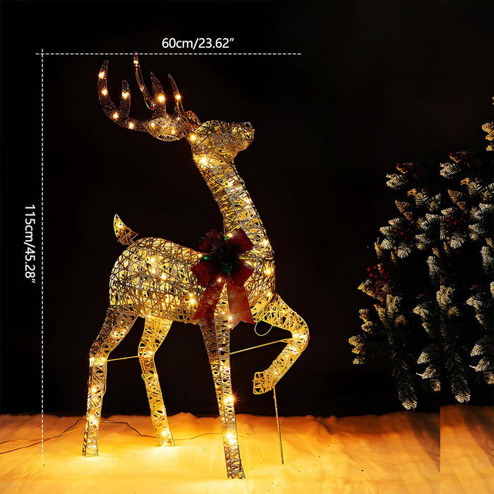 Christmas Elk, Plug-In Luminous Decor Light, Snow Sleigh Iron Ornament for Indoor/Outdoor Holiday Display