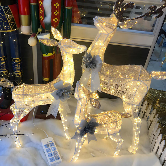 Christmas Elk, Plug-In Luminous Decor Light, Snow Sleigh Iron Ornament for Indoor/Outdoor Holiday Display
