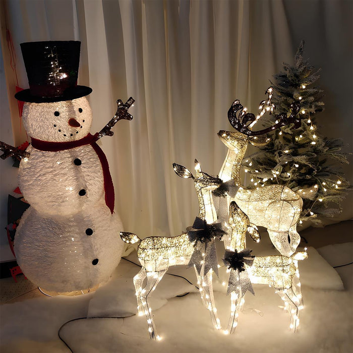 Christmas Elk, Plug-In Luminous Decor Light, Snow Sleigh Iron Ornament for Indoor/Outdoor Holiday Display