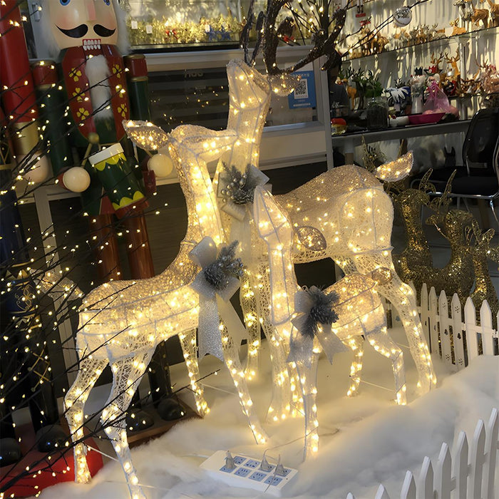Christmas Elk, Plug-In Luminous Decor Light, Snow Sleigh Iron Ornament for Indoor/Outdoor Holiday Display