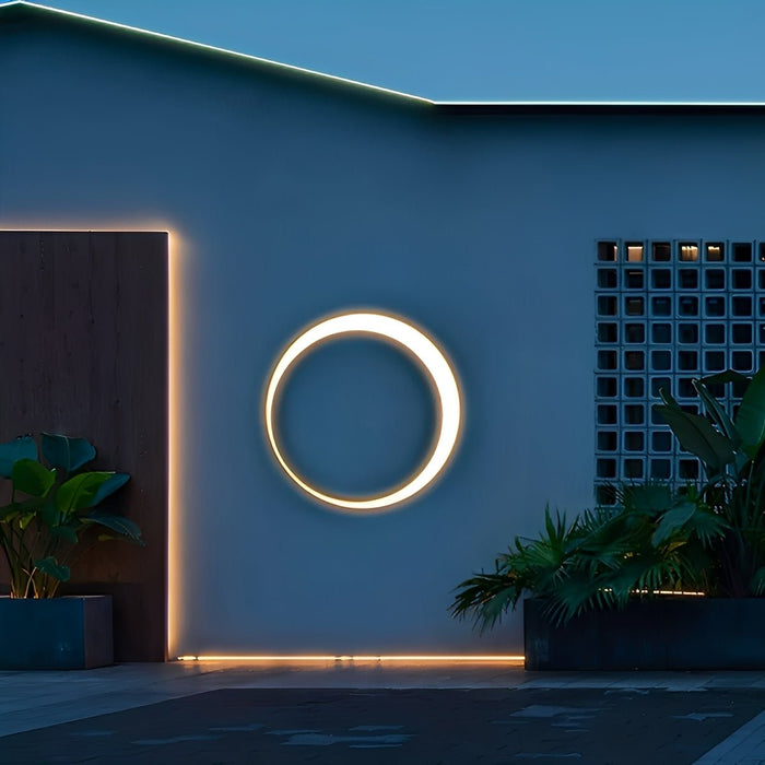 Modern Circular LED Outdoor Wall Sconce, IP65 Waterproof, Hardwired Exterior Light for Patio/Garden/Villa