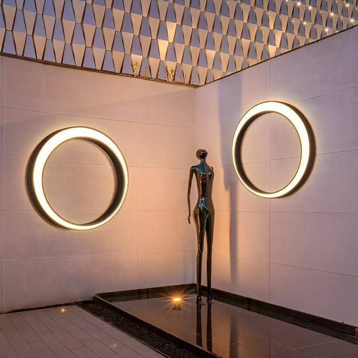 Modern Circular LED Outdoor Wall Sconce, IP65 Waterproof, Hardwired Exterior Light for Patio/Garden/Villa