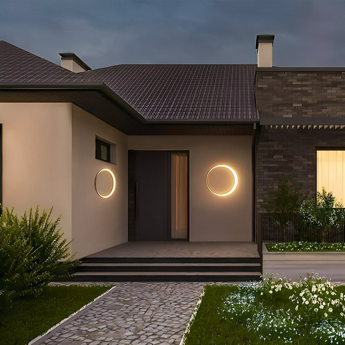 Modern Circular LED Outdoor Wall Sconce, IP65 Waterproof, Hardwired Exterior Light for Patio/Garden/Villa