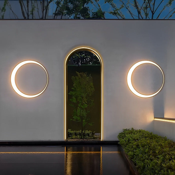 Modern Circular LED Outdoor Wall Sconce, IP65 Waterproof, Hardwired Exterior Light for Patio/Garden/Villa
