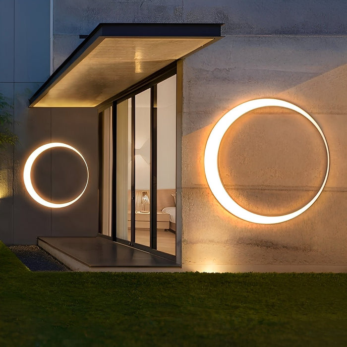 Modern Circular LED Outdoor Wall Sconce, IP65 Waterproof, Hardwired Exterior Light for Patio/Garden/Villa