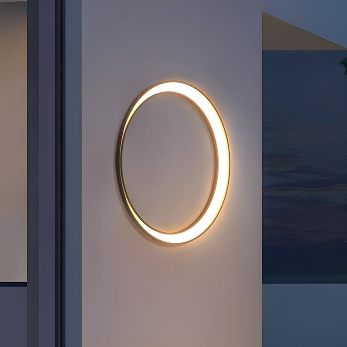 Modern Circular LED Outdoor Wall Sconce, IP65 Waterproof, Hardwired Exterior Light for Patio/Garden/Villa
