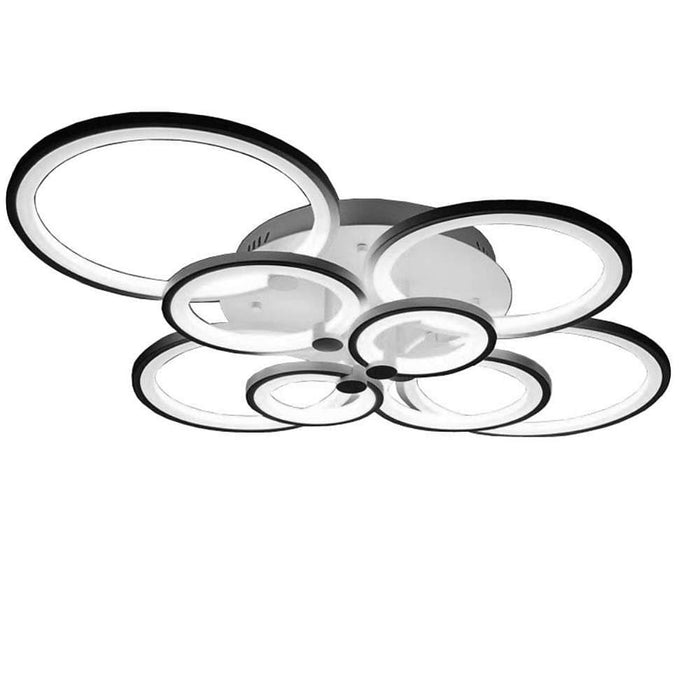 White/Black Acrylic Overlapping Rings LED Semi Flush Mount Ceiling Light
