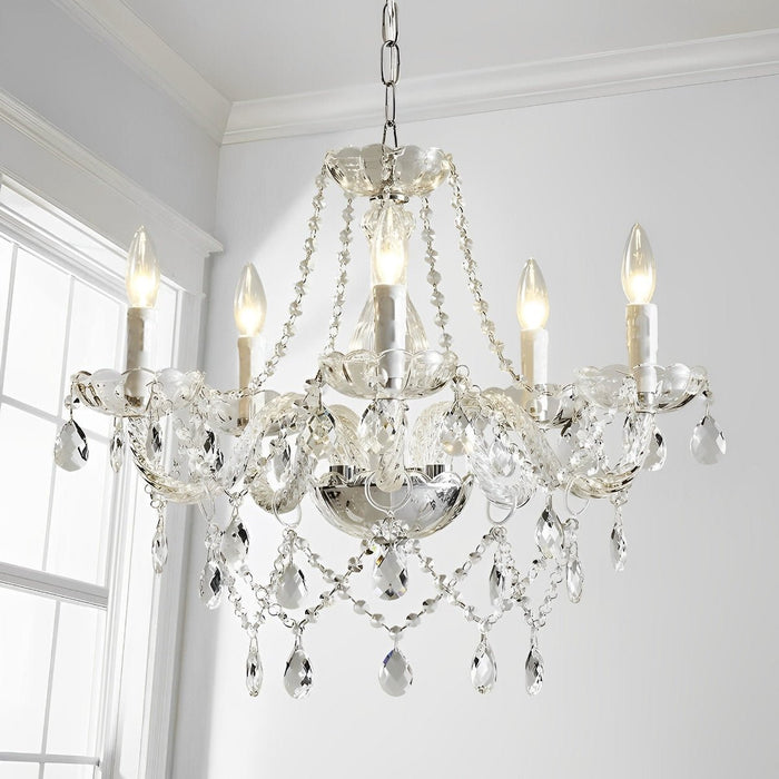 Crystal Candle Chandelier, Luxury LED Pendant Light for Dining Room/Living Room/Bar, Adjustable Height