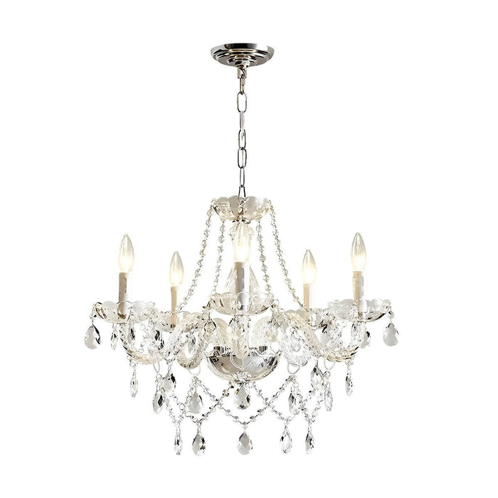 Crystal Candle Chandelier, Luxury LED Pendant Light for Dining Room/Living Room/Bar, Adjustable Height