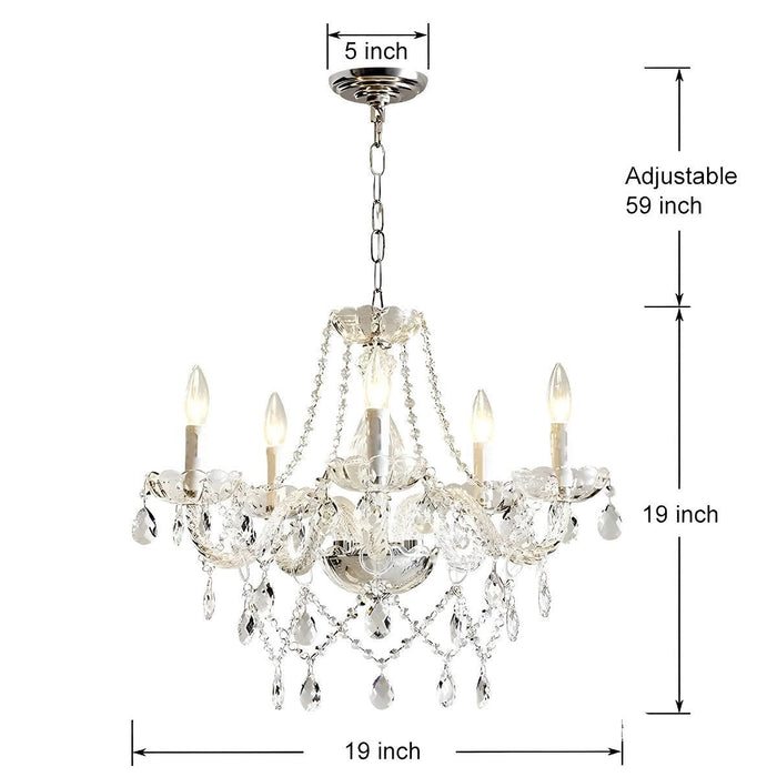 Crystal Candle Chandelier, Luxury LED Pendant Light for Dining Room/Living Room/Bar, Adjustable Height