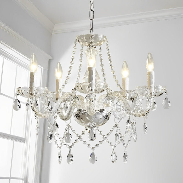 Crystal Candle Chandelier, Luxury LED Pendant Light for Dining Room/Living Room/Bar, Adjustable Height
