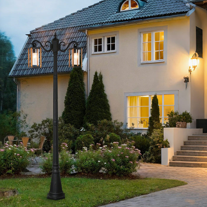 Farmhouse Outdoor Pathway LED Post Light, Classic Round Coach, Hardwired, IP54 Waterproof, Yard/Patio/Driveway