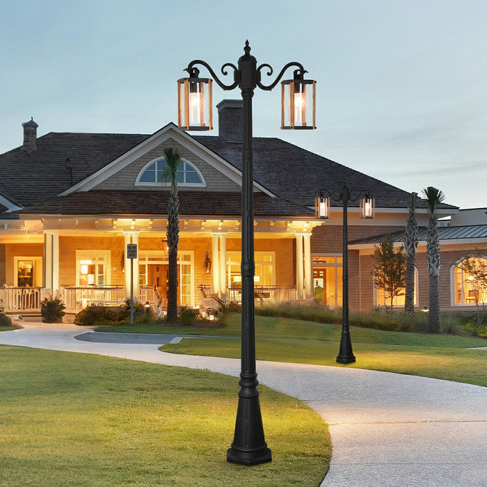Farmhouse Outdoor Pathway LED Post Light, Classic Round Coach, Hardwired, IP54 Waterproof, Yard/Patio/Driveway