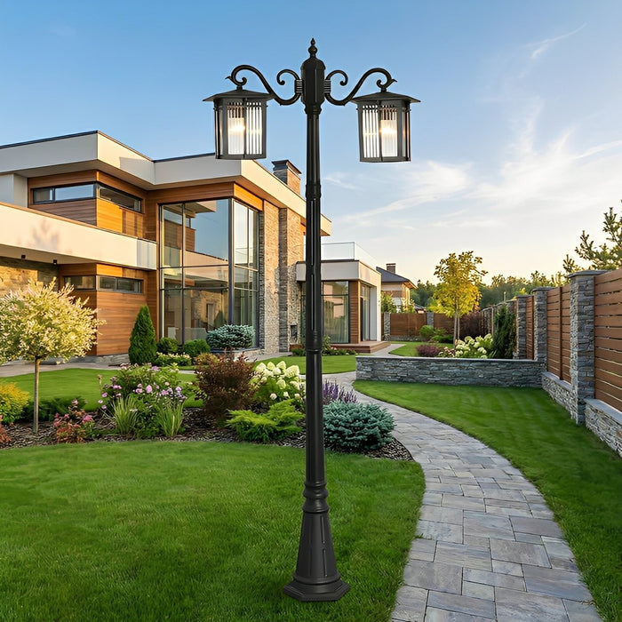 Outdoor LED Pathway Post Light, Classic Square Coach Lamp, Waterproof Die-cast Aluminum for Driveway/Courtyard