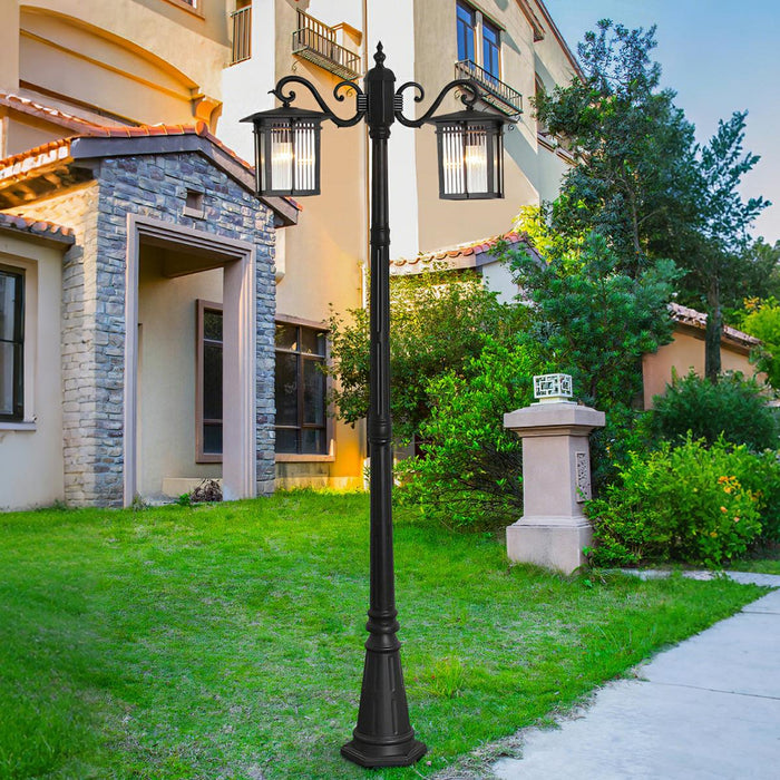 Outdoor LED Pathway Post Light, Classic Square Coach Lamp, Waterproof Die-cast Aluminum for Driveway/Courtyard