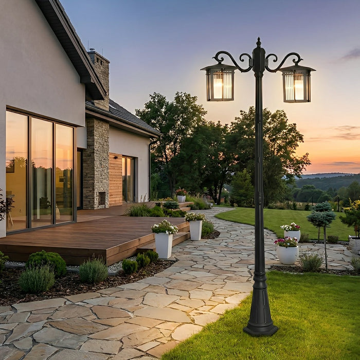 Outdoor LED Pathway Post Light, Classic Square Coach Lamp, Waterproof Die-cast Aluminum for Driveway/Courtyard