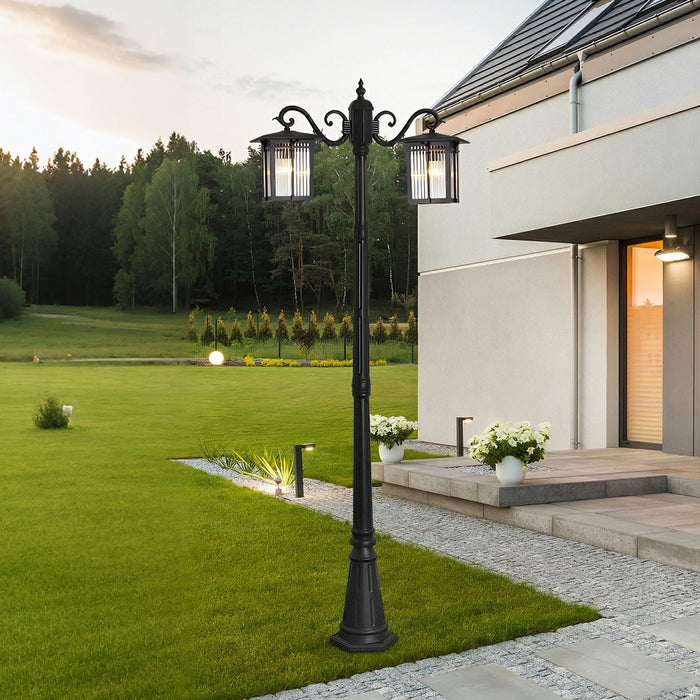 Outdoor LED Pathway Post Light, Classic Square Coach Lamp, Waterproof Die-cast Aluminum for Driveway/Courtyard