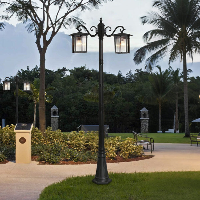 Outdoor LED Pathway Post Light, Classic Square Coach Lamp, Waterproof Die-cast Aluminum for Driveway/Courtyard