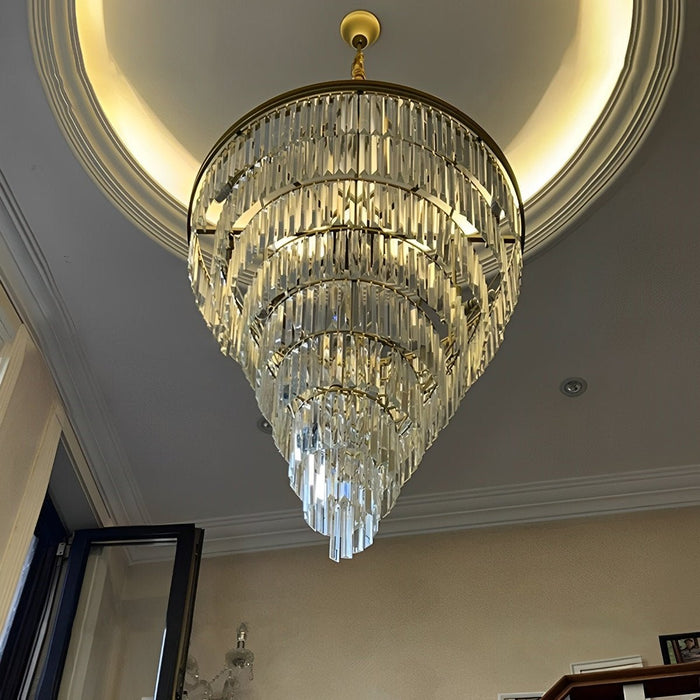 Spiral Crystal Chandelier, Luxury Iron Glass Lighting, Adjustable Height for Dining Room/Living Room/Foyer