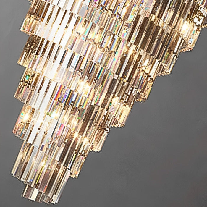 Spiral Crystal Chandelier, Luxury Iron Glass Lighting, Adjustable Height for Dining Room/Living Room/Foyer