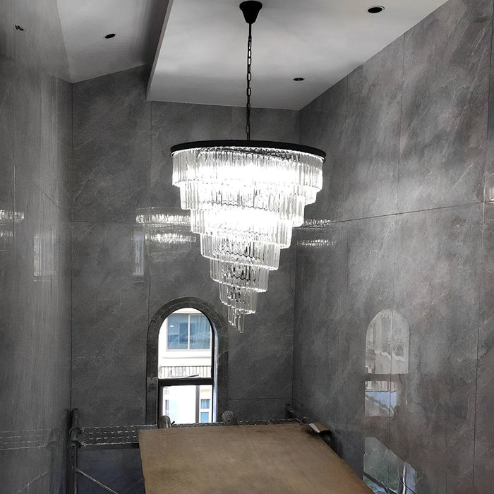 Spiral Crystal Chandelier, Luxury Iron Glass Lighting, Adjustable Height for Dining Room/Living Room/Foyer