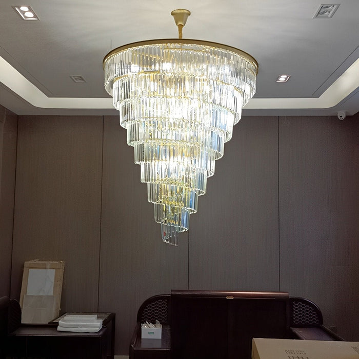 Spiral Crystal Chandelier, Luxury Iron Glass Lighting, Adjustable Height for Dining Room/Living Room/Foyer