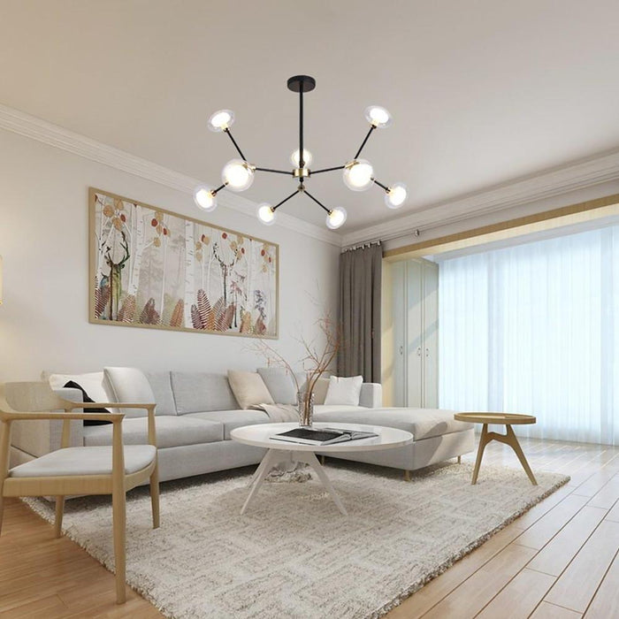 9-light Glass LED Nordic Sputnik Chandeliers Hanging Ceiling Lights