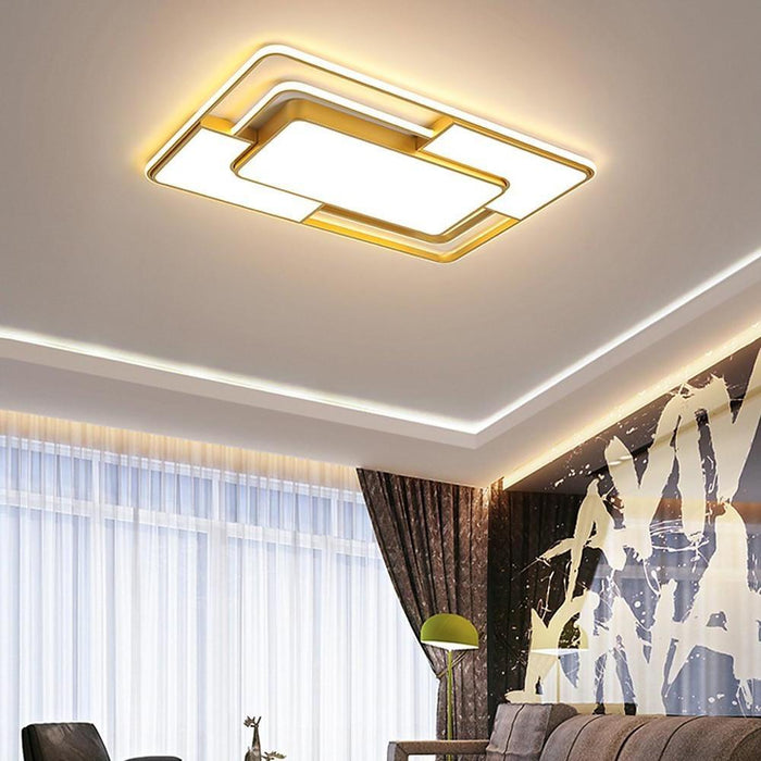 Overlapping Squares Metal Flush Mounted Lights Geometrical LED Ceiling Light