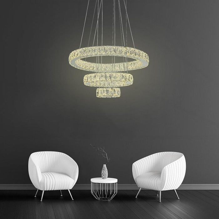 3 Circles Design Electroplated Crystal Dimmable LED Modern Chandeliers
