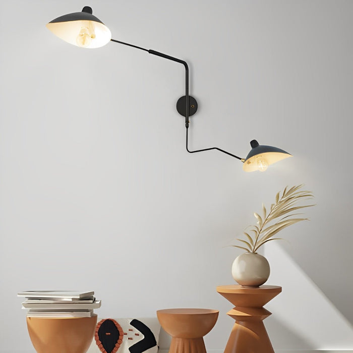 Adjustable Swing Arm Wall Sconce, Industrial Iron Reading Light for Bedroom/Living Room/Study, Study Room, Hardwired Matte Black