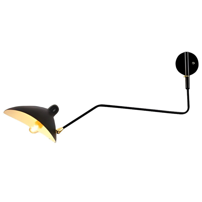 Adjustable Swing Arm Wall Sconce, Industrial Iron Reading Light for Bedroom/Living Room/Study, Study Room, Hardwired Matte Black