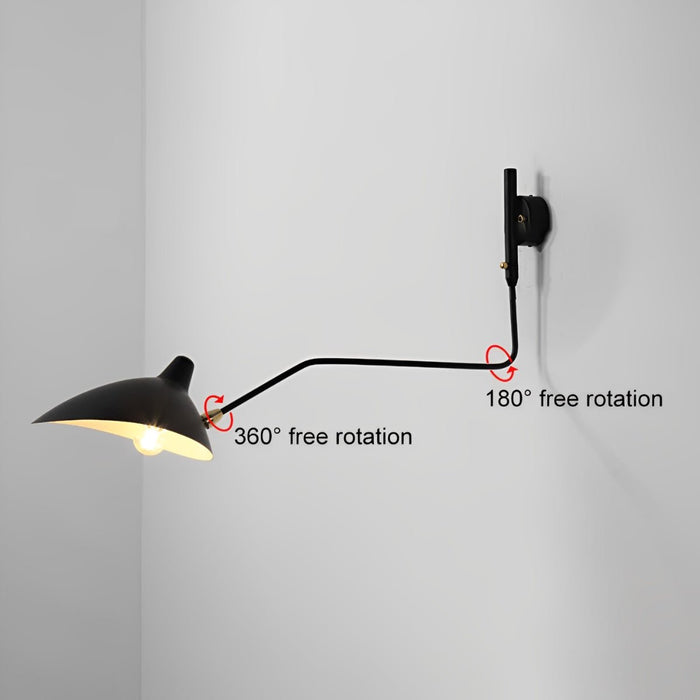 Adjustable Swing Arm Wall Sconce, Industrial Iron Reading Light for Bedroom/Living Room/Study, Study Room, Hardwired Matte Black
