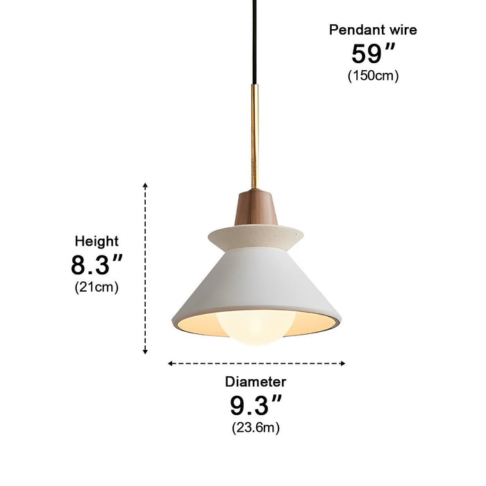 Cement Wood Nordic Pendant Light, White Kitchen Chandelier, Adjustable Dining Room/Bedroom Lighting, 110V 4000K