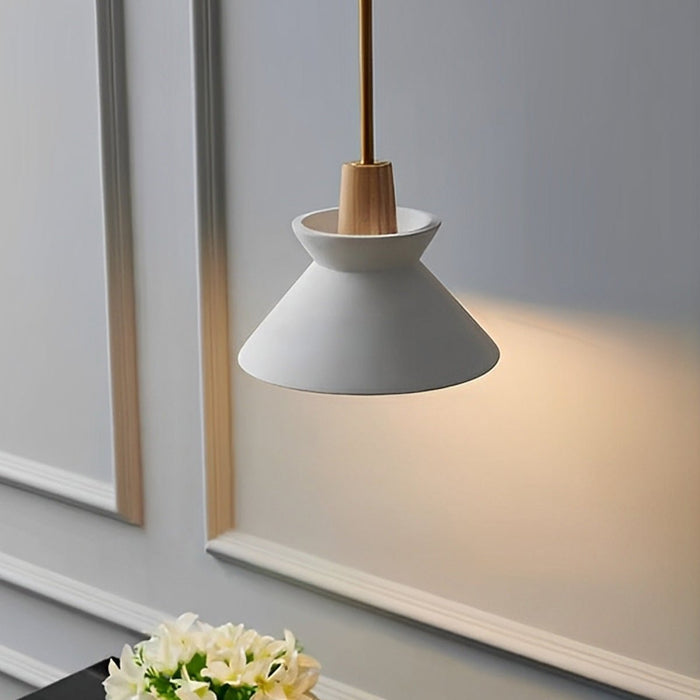 Cement Wood Nordic Pendant Light, White Kitchen Chandelier, Adjustable Dining Room/Bedroom Lighting, 110V 4000K